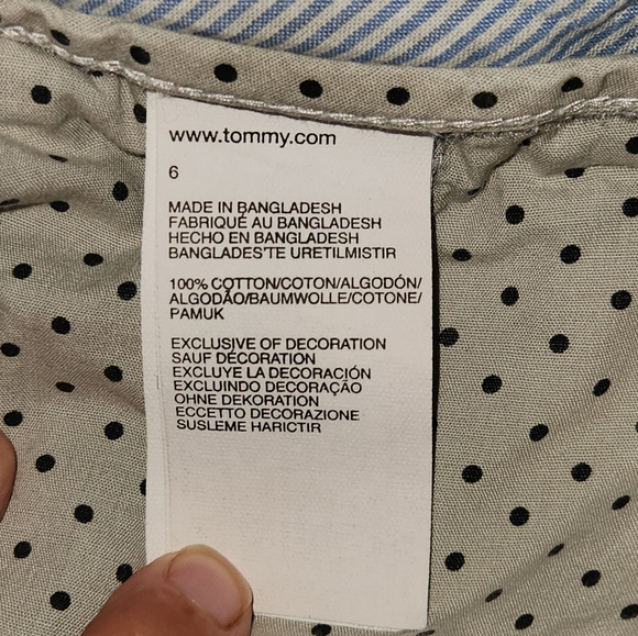 Tommy Hilfiger Shorts Womens Size 6 Blue Red Flag Chino Denim 2015 - Picture 6 of 9